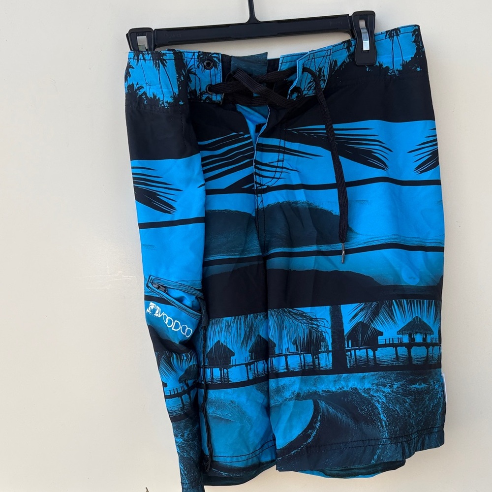 Blue Tropical Print Men's Swim Shorts